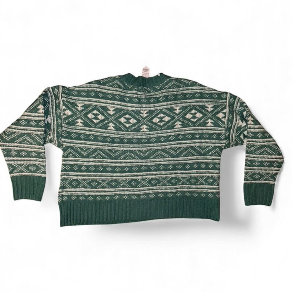 NWT AE Fair Isle Lg Green & White Christmas Holiday Oversized Sweater - Picture 3 of 6